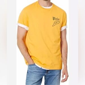 Polo Ralph Lauren Gold Polo 67 P-Wing Graphic Short Sleeve T-Shirt Mens Size XL